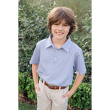 Will Boys' Golf Performance Polo Shirt - Blue Stripes - HoneyBug 