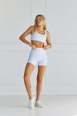 Astoria LUXE BALANCE Ruched Sports Crop - Blue Gingham