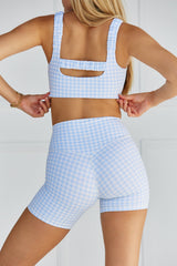 Astoria LUXE BALANCE Ruched Sports Crop - Blue Gingham