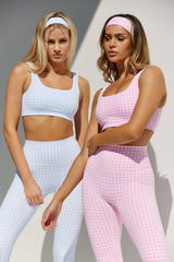 Astoria LUXE BALANCE Ruched Sports Crop - Pink Gingham