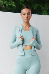 Astoria CONTOUR Ribbed Seamless Zip Up - Seafoam