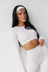 Astoria LUXE BALANCE Staple Sleeved Crop - Beige Gingham