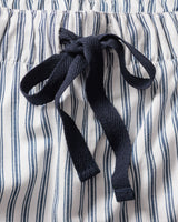 Women's Twill Pajama Long Sleeve Short Set in Navy French Ticking