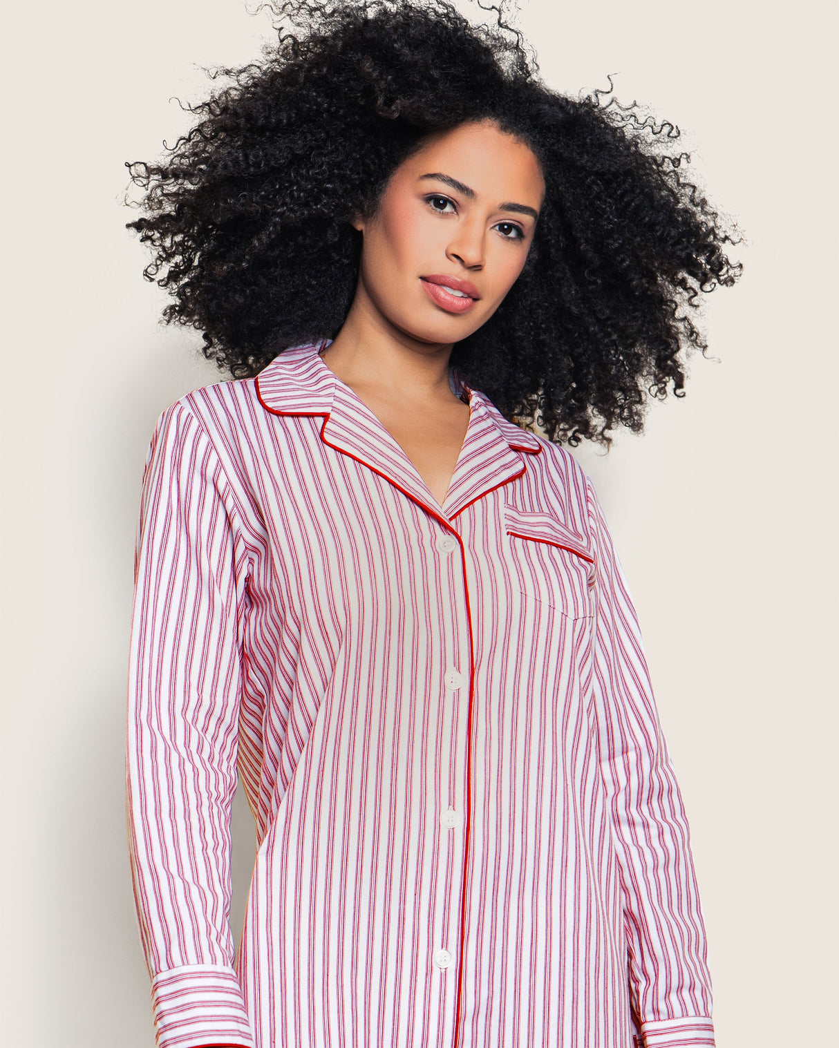 Women's Nightshirt in Antique Red Ticking