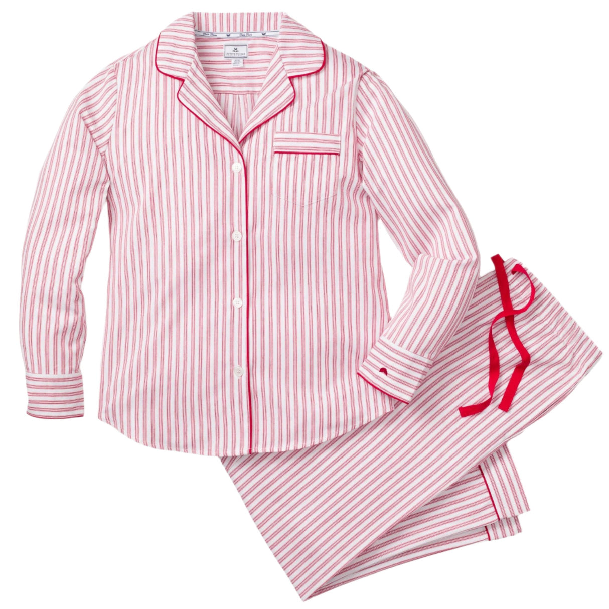 Women's Twill Pajama Set in Antique Red Ticking