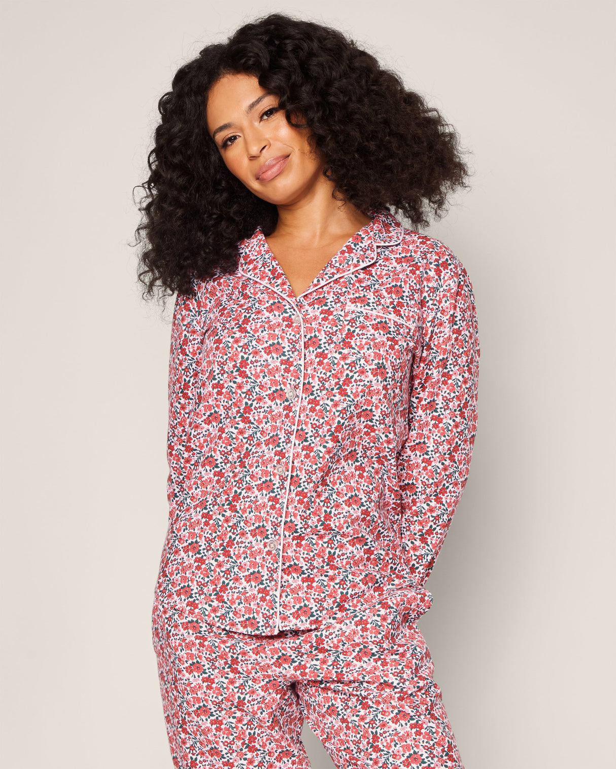 Women's Twill Pajama Set in Fleurs des Bois