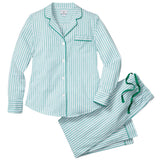 Women's Twill Pajama Set in Emerald Ticking