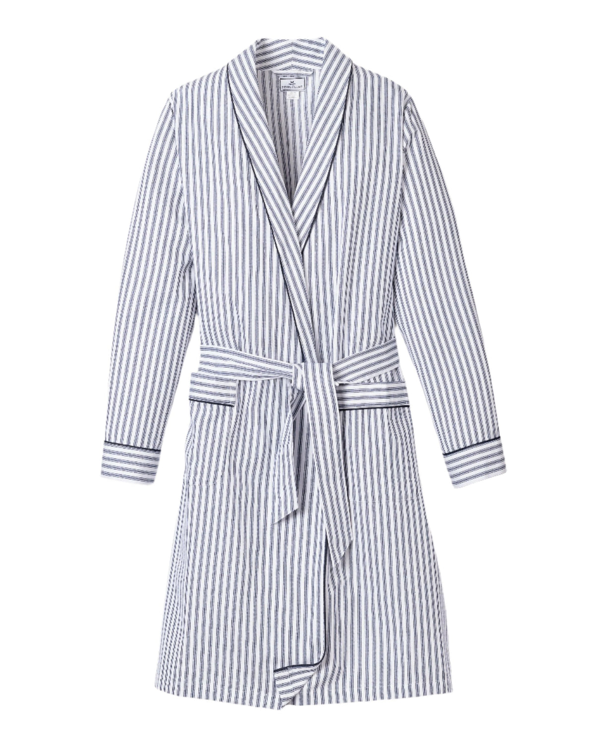 Women's Twill Robe in Navy French Ticking