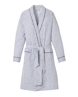 Women's Twill Robe in Navy French Ticking