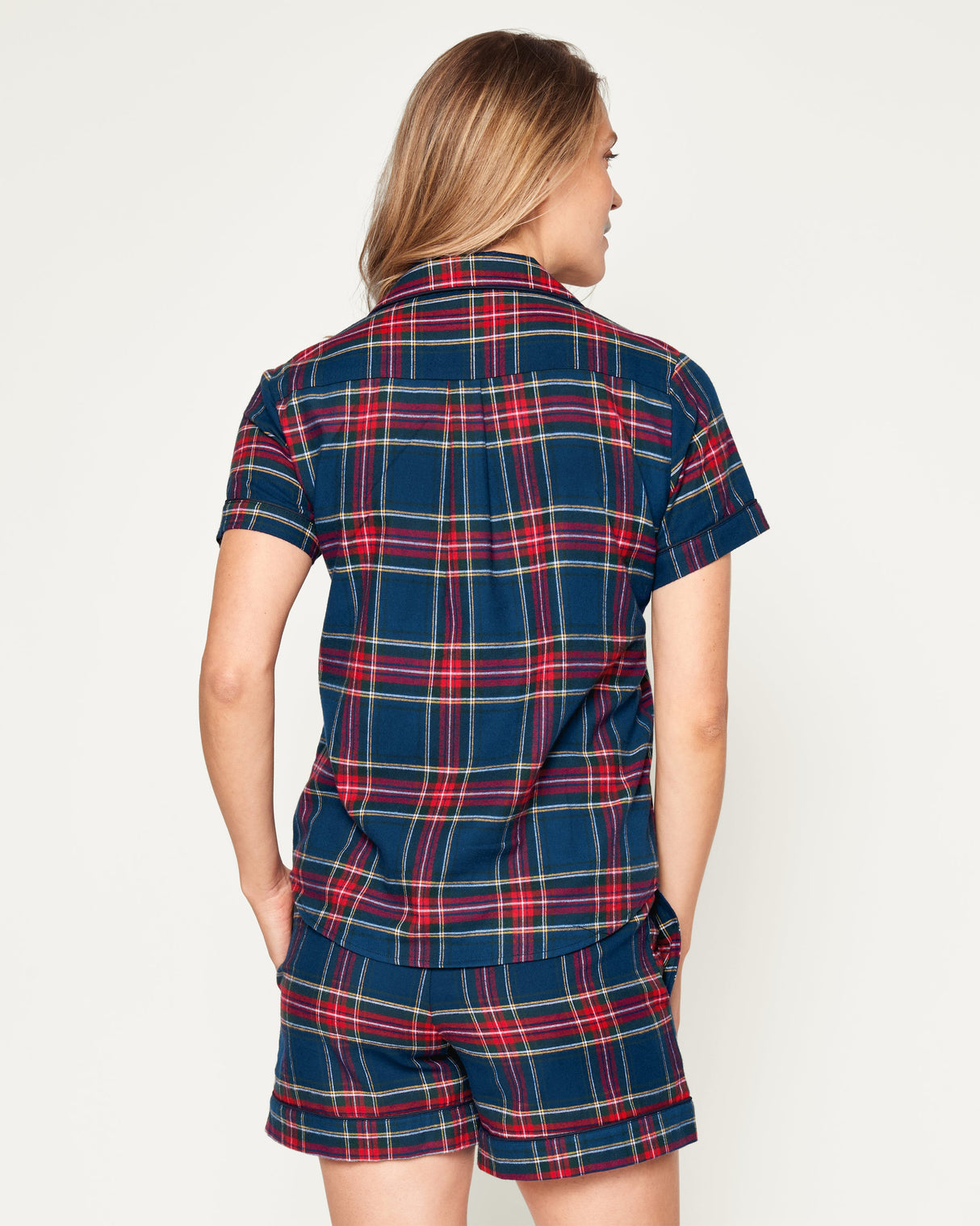 Women's Brushed Twill Short Sleeve Short Set in Windsor Tartan - HoneyBug 
