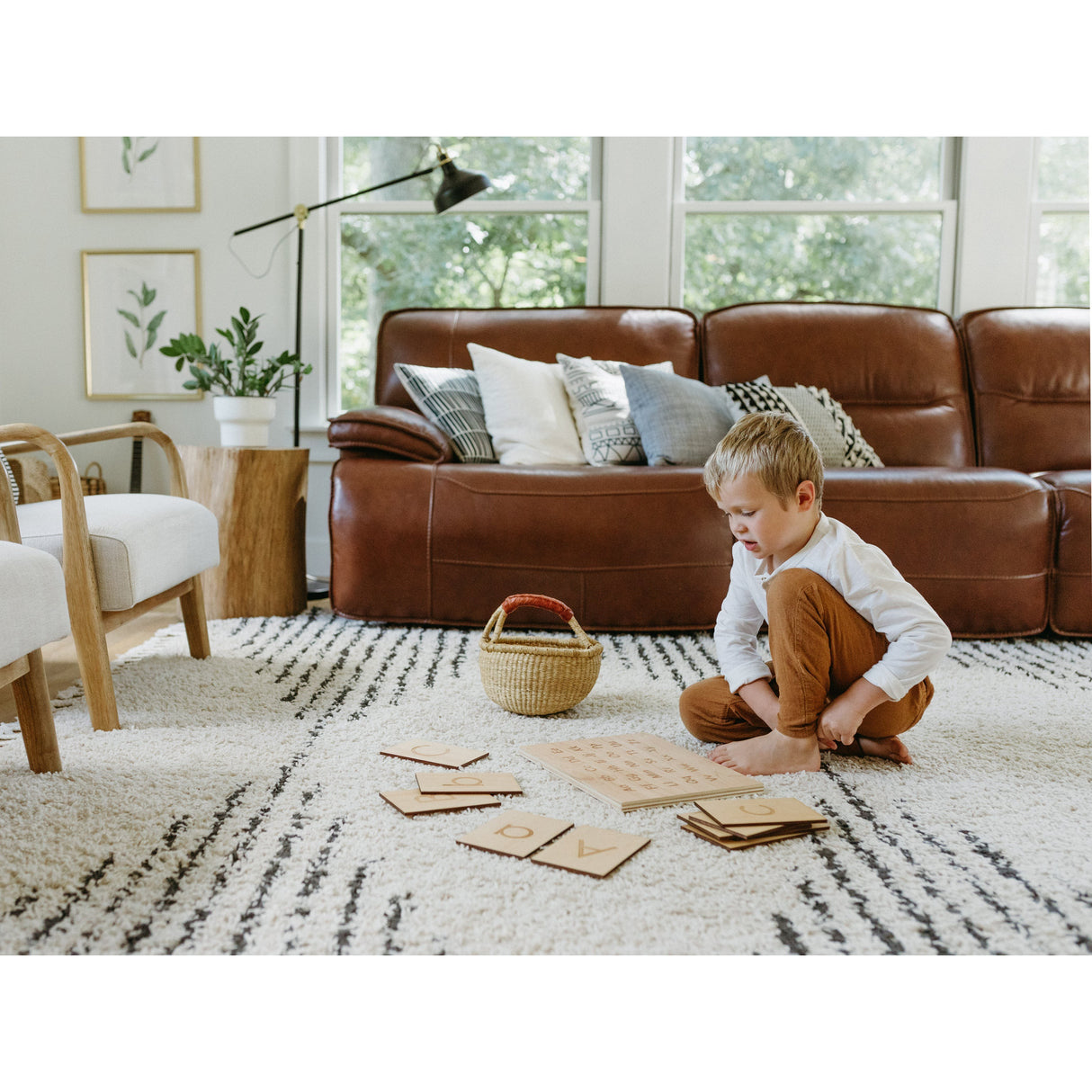 Wooden Alphabet Montessori Board and Tabletop Reference Chart • Modern Sans Serif - HoneyBug 