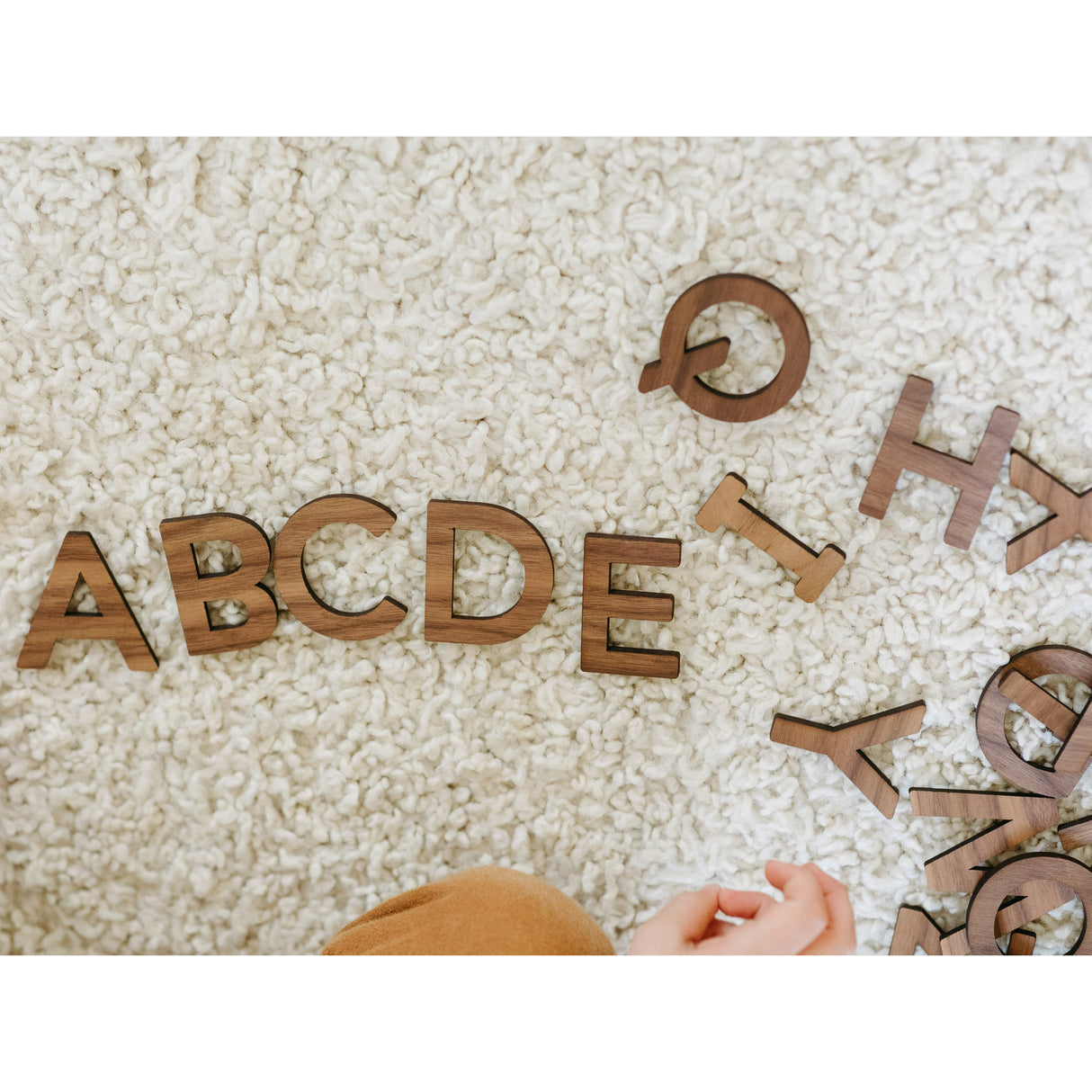 Wooden Alphabet Set • Wood Letters & Movable Alphabet in Walnut - HoneyBug 