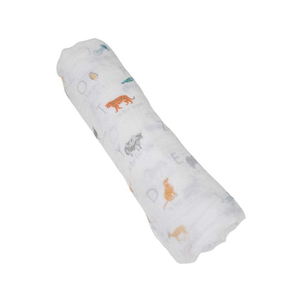 Muslin Swaddle Blanket Oh So Soft Animal Alphabet - HoneyBug 