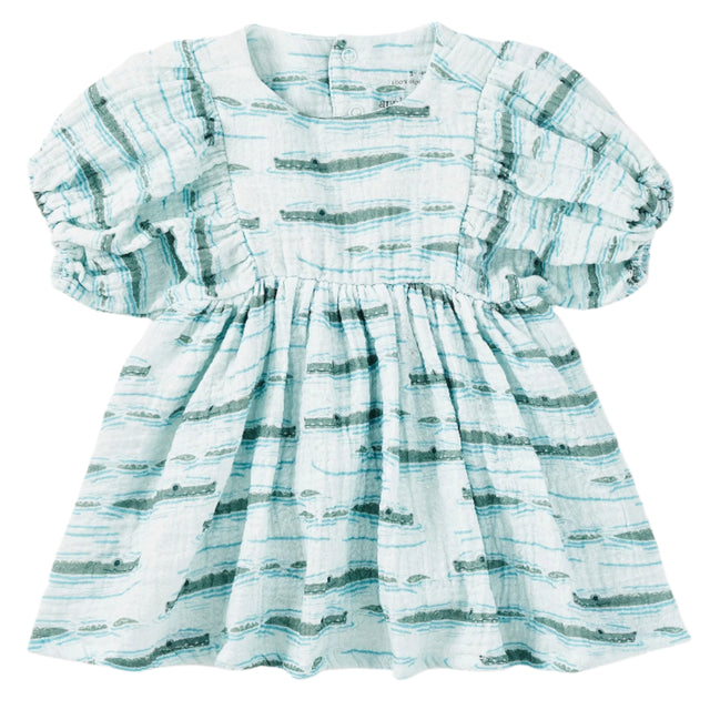 Dress with Puff Sleeves - Alligator Isle - HoneyBug 