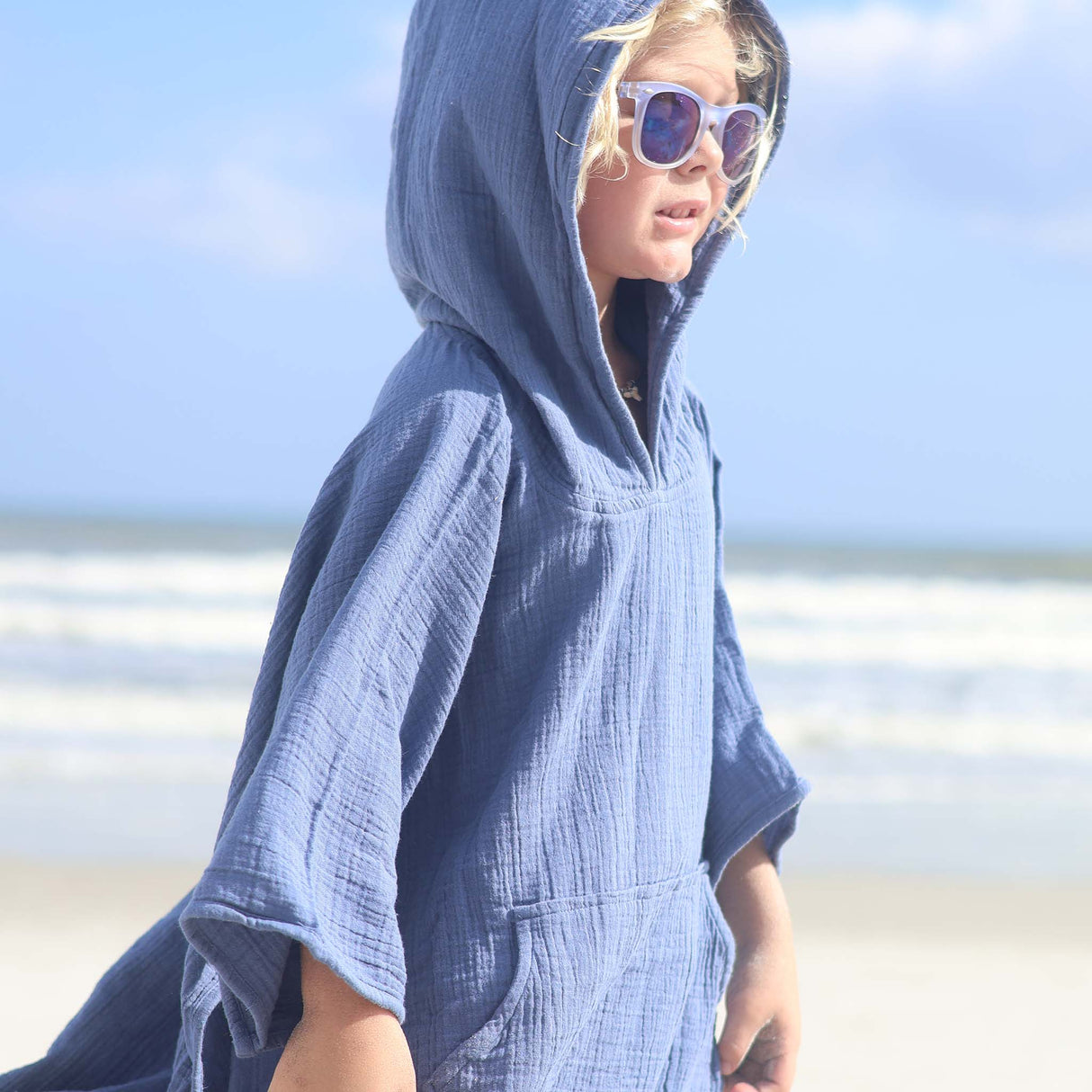 Denim Blue Beach Poncho - HoneyBug 