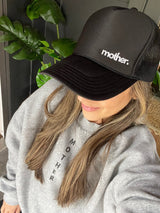 The Mini Mother Embroidered Women's Trucker Hat - Black - HoneyBug 