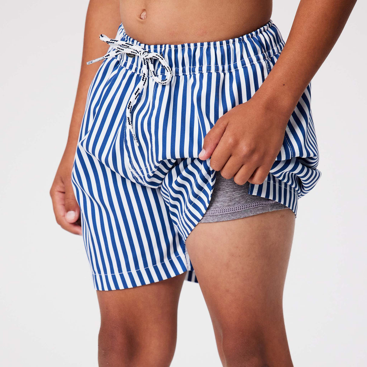 Denim Stripe Comfort Lined Swim Short - HoneyBug 