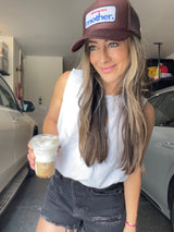 Strong as a mother™ Patch Trucker Hat - Mocha - HoneyBug 