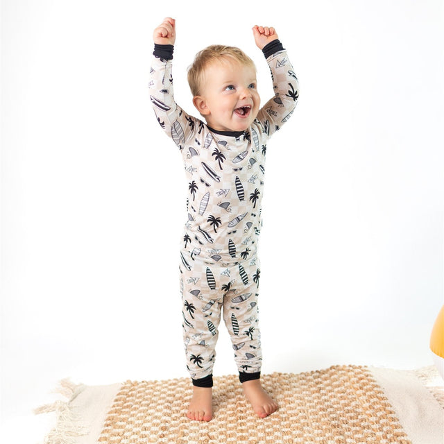 Checkered Surfboards | Two Piece Bamboo Pajama Set - HoneyBug 