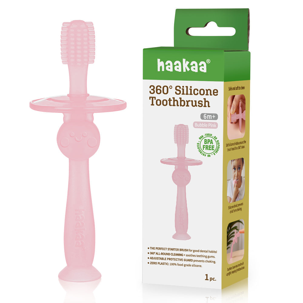 Haakaa 360° Silicone Toothbrush 1 pk - HoneyBug 