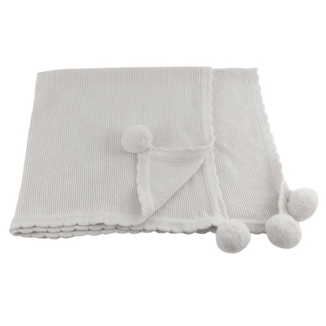 Pom Pom Blanket - Soft Gray - HoneyBug 