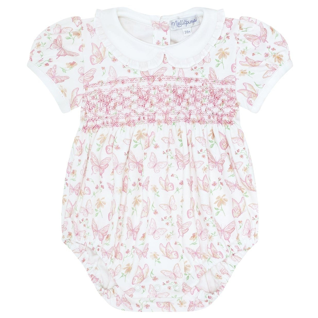 Butterflies Print Smocked Bubble