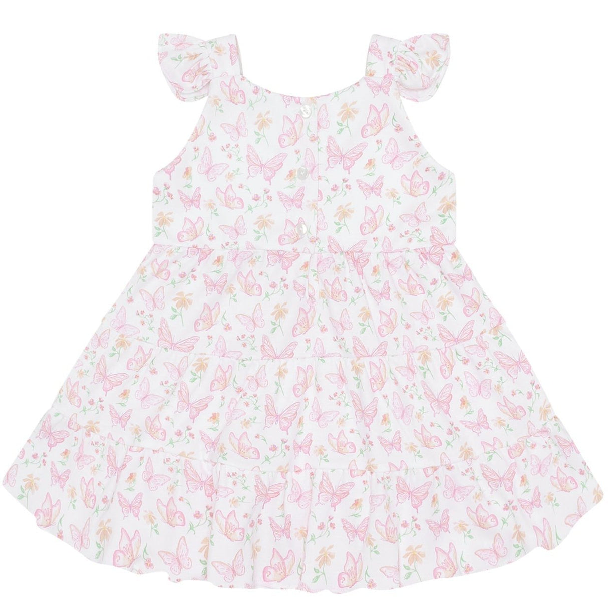 Butterflies Print Ruffle Dress