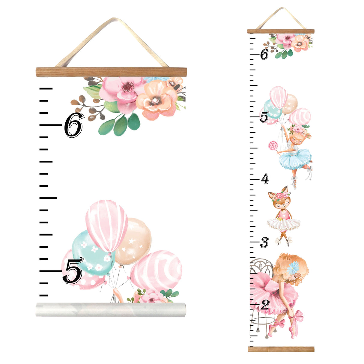 Canvas Kids Growth Chart - Ballerinas