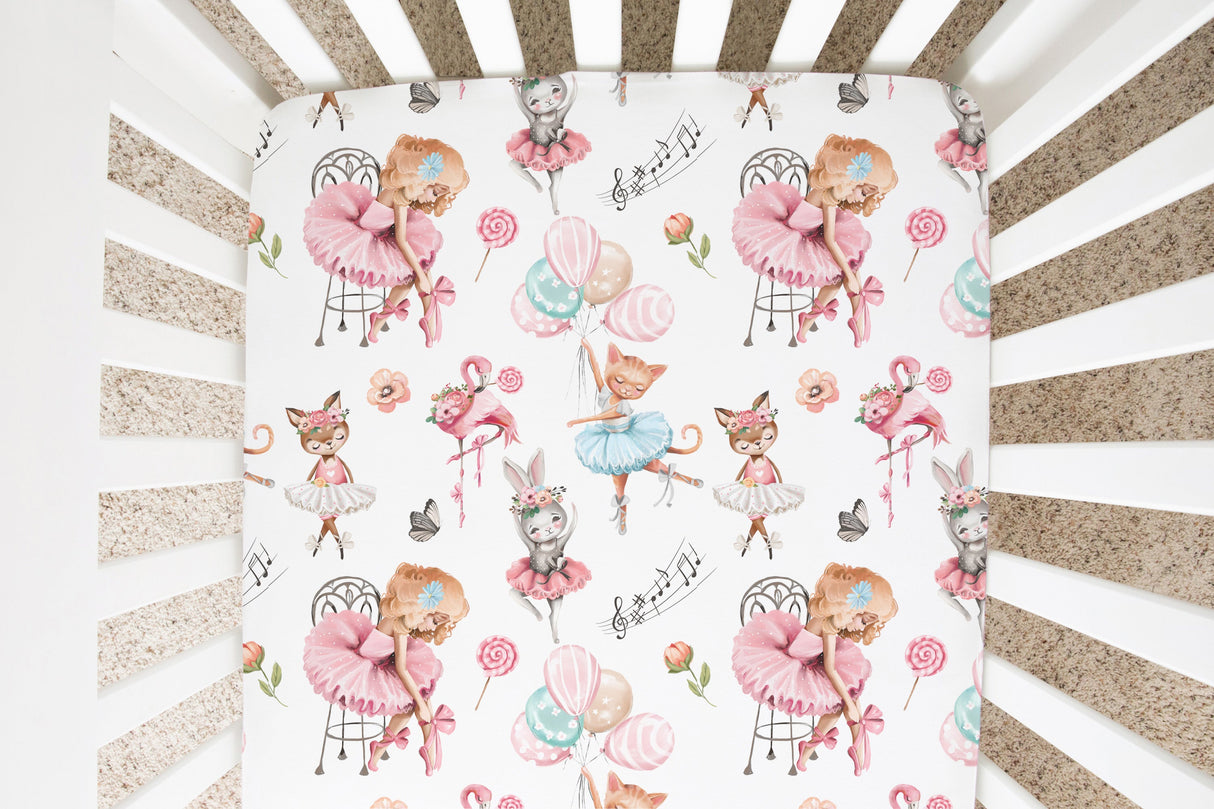 Fitted Crib Sheet - Ballerinas