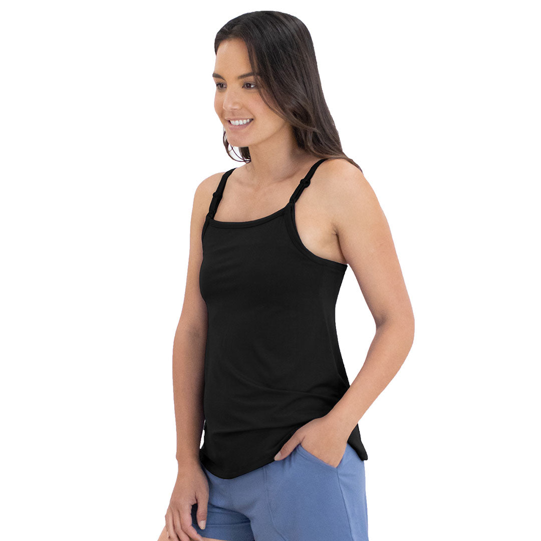 Bamboo Lounge Around Nursing & Maternity Tank | Black - HoneyBug 