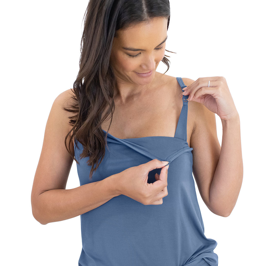 Bamboo Lounge Around Nursing & Maternity Tank | Slate Blue - HoneyBug 