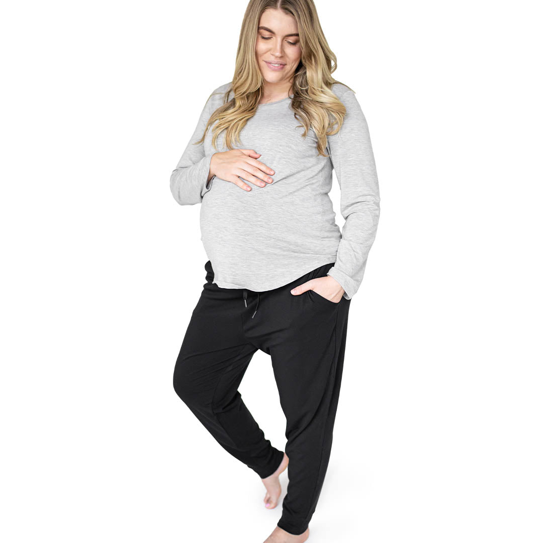 Bamboo Maternity & Postpartum Joggers | Black - HoneyBug 