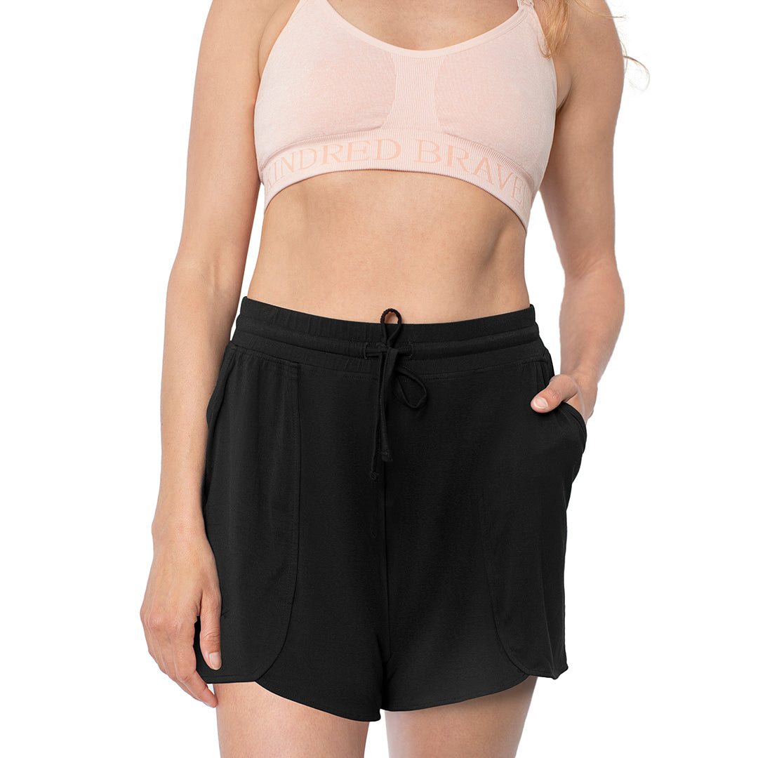 Bamboo Maternity & Postpartum Lounge Shorts | Black - HoneyBug 