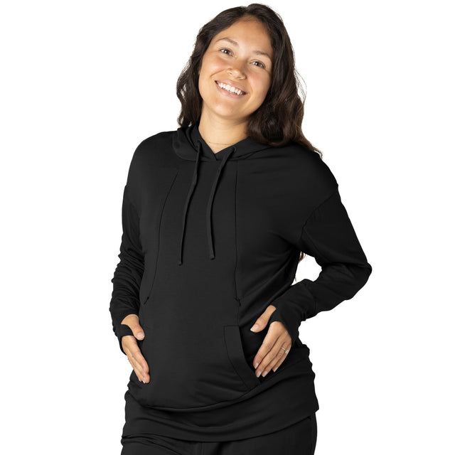 Bamboo Nursing Hoodie | Black - HoneyBug 