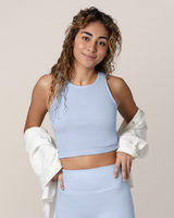 Sublime® Bamboo Hands-Free Pumping Longline Bra Top | French Blue - HoneyBug 