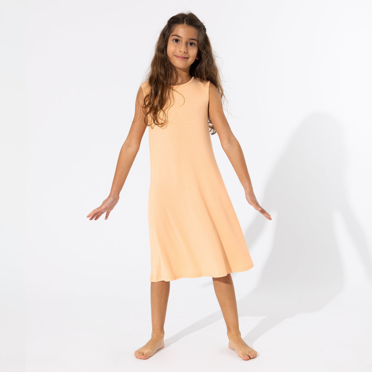 Peach Fuzz Bamboo Girls' Sleeveless Dress - HoneyBug 