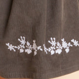 Toddler Pinafore Corduroy Dress with Embroidery | Gray & White - HoneyBug 