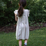 Girls’ Flutter Sleeve Dress | Mint Green Stripe - HoneyBug 