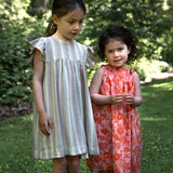 Girls’ Flutter Sleeve Dress | Mint Green Stripe - HoneyBug 
