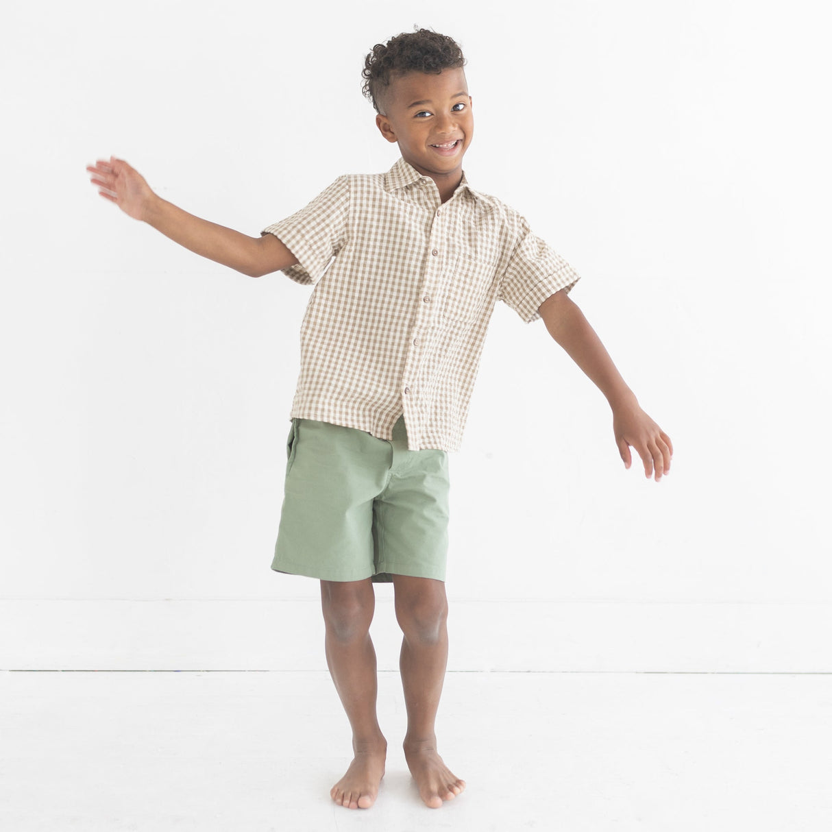 Pull On Straight Shorts | Sage Green - HoneyBug 