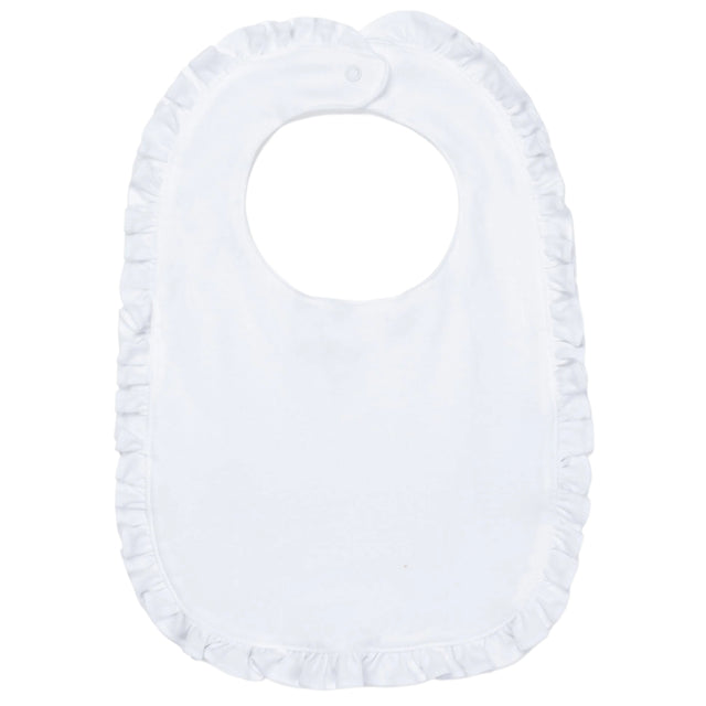 Ruffled Edge Pima Cotton Bib - White - HoneyBug 