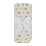 Sealy Baby Printed Knit Blanket - Beige Animal Faces - HoneyBug 