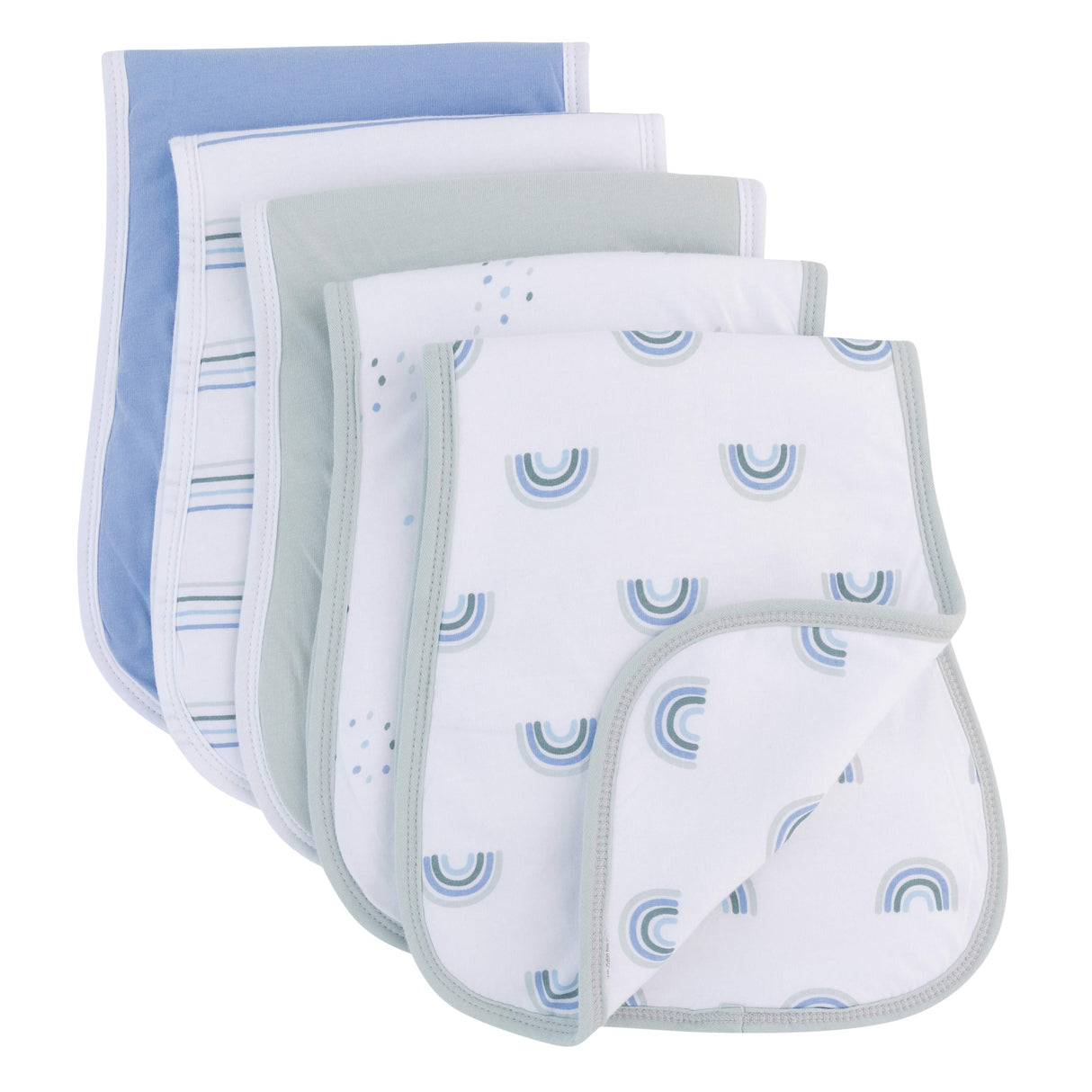 Reversible Burp Cloths - Blue Rainbow - HoneyBug 