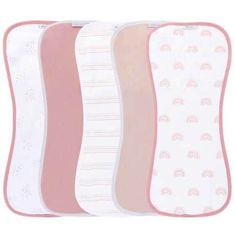 Reversible Burp Cloths - Dusty Pink Rainbow - HoneyBug 