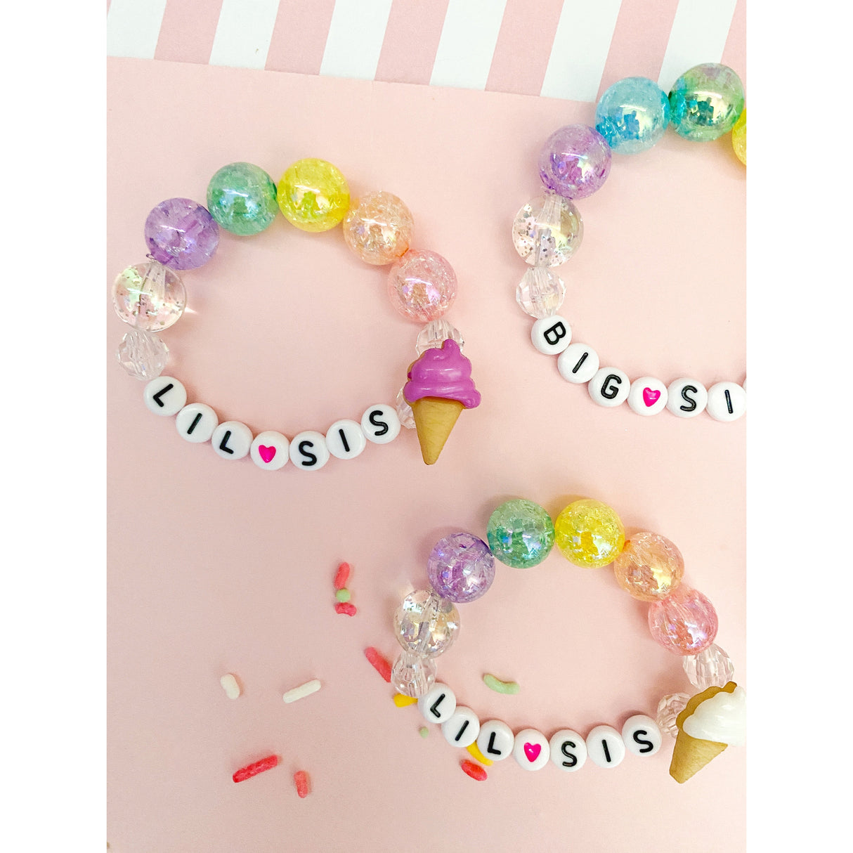 Big Sis OR Lil Sis Ice Cream Charm Bracelet - HoneyBug 