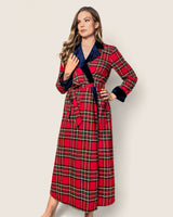 Women's Long Robe with Velvet Trim in Imperial Tartan