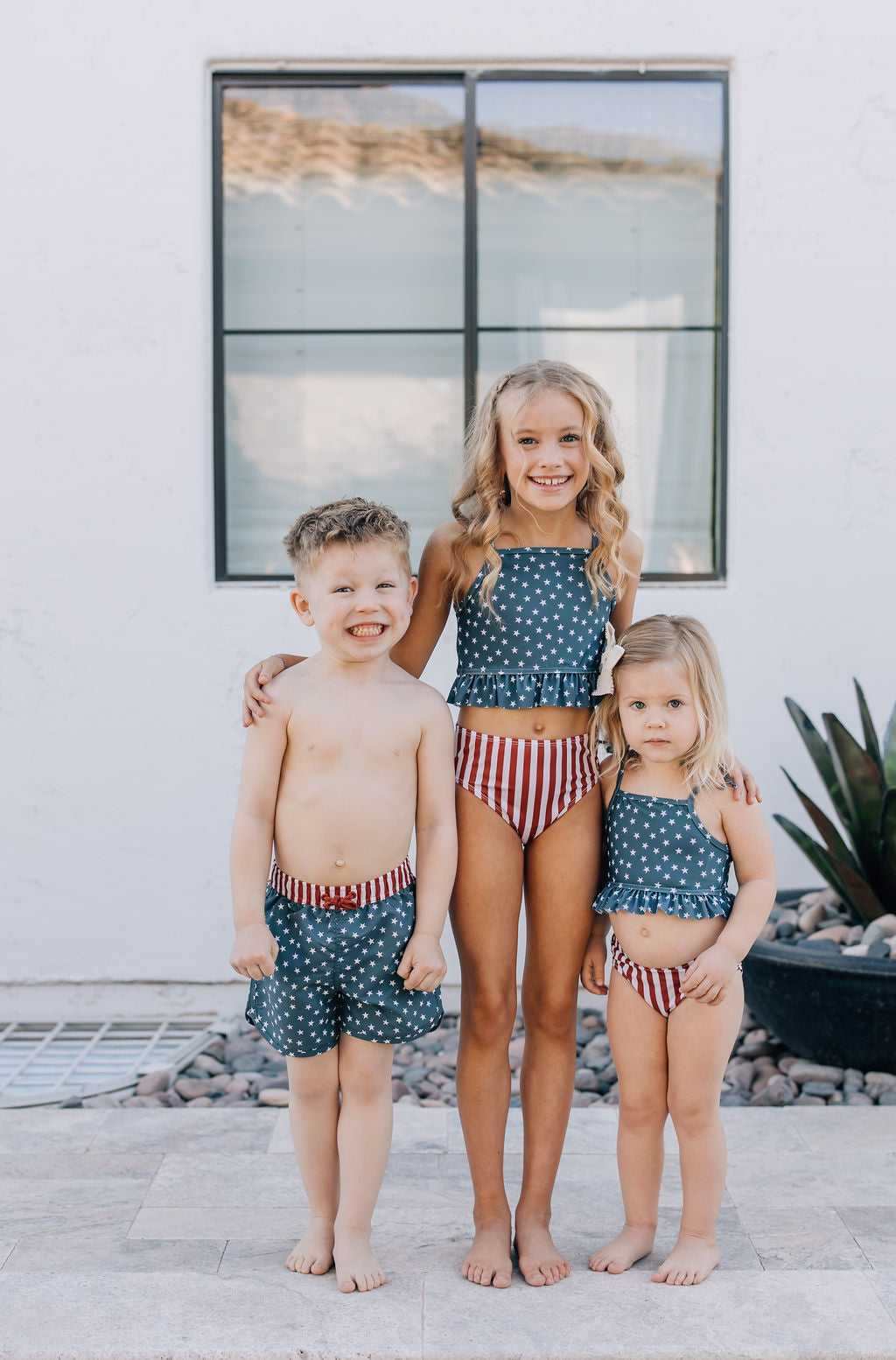 Stars and Stripes Swim Shorts - HoneyBug 