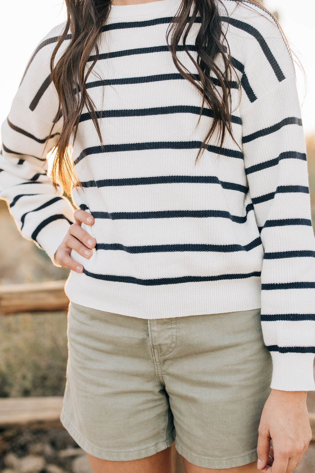 Navy Stripe Adult Knit Sweater - HoneyBug 