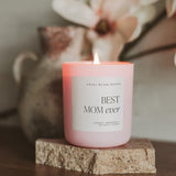 Best Mom Ever Soy Candle - Pink Matte Jar - 15 oz (Wildflowers and Salt) - HoneyBug 