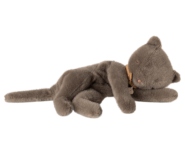 Sleeping Kitten Plush, Medium - Grey - HoneyBug 